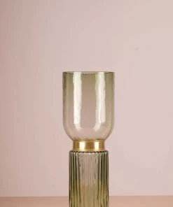 The-Golden-Triangle-India Cara Cylindrical Glass Vase - Green