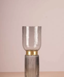 The-Golden-Triangle-India Cara Cylindrical Glass Vase - Smoke