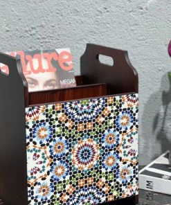 The-Golden-Triangle-India Moroccan Mosaic Wooden Magazine Rack Tableware