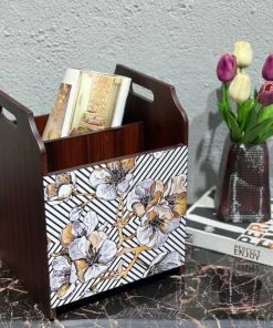 The-Golden-Triangle-India Tableware Modern Geometric Floral Wooden Magazine Rack