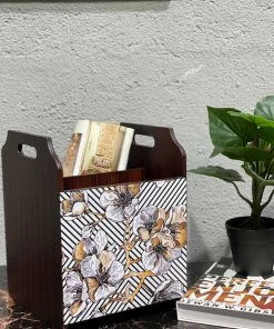 The-Golden-Triangle-India Tableware Modern Geometric Floral Wooden Magazine Rack