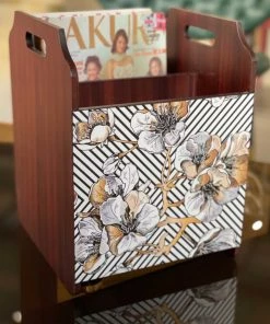 The-Golden-Triangle-India Tableware Modern Geometric Floral Wooden Magazine Rack