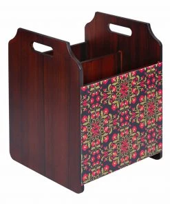 The-Golden-Triangle-India Tableware Floral Ornament Wooden Magazine Rack