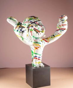 The-Golden-Triangle-India Moro - Child Figurine With Double Thumbs Up - White