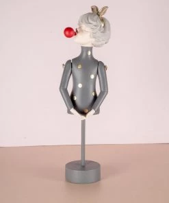 The-Golden-Triangle-India Olivia | Bubble Gum Girl Figurine With Stand - Grey