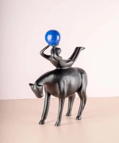 The-Golden-Triangle-India Sale Equos - Black Horse Head Down & Gymnast With Blue Ball - Black