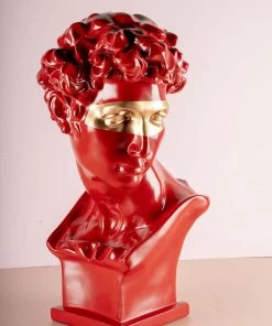 The-Golden-Triangle-India Sale Opus - Roman Red Head Sculpture With Gold Eye Patch