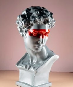 The-Golden-Triangle-India Opus - Roman Grey Head Sculpture With Red Eye Patch Sale