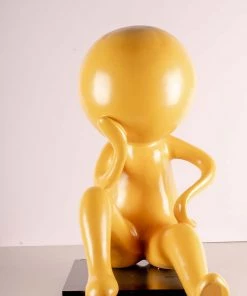 The-Golden-Triangle-India Artefacts Lean - Thinking Figurine - Yellow