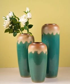 The-Golden-Triangle-India Daphne Ceramic Floor Vase - Teal