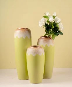 The-Golden-Triangle-India Vases Daphne Ceramic Floor Vase - Lime Green