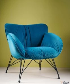 The-Golden-Triangle-India Azure Plush Accent Chair - Teal Furniture