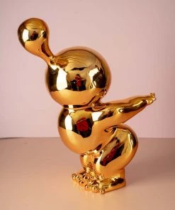 The-Golden-Triangle-India Chub - Chubby Man Posing Metallic Figurine - Gold Artefacts