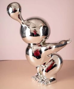 The-Golden-Triangle-India Chub - Chubby Man Posing Metallic Figurine - Silver Artefacts