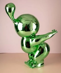 The-Golden-Triangle-India Chub - Chubby Man Posing Metallic Figurine - Green Artefacts