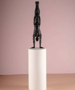 The-Golden-Triangle-India Kouti - Gymnast Headstand On A Cylindrical Block - White & Black Artefacts
