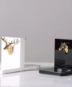 The-Golden-Triangle-India Artefacts Liber - Reindeer-faced Bookend - White