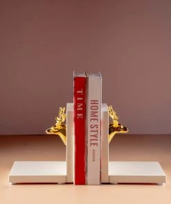 The-Golden-Triangle-India Artefacts Liber - Reindeer-faced Bookend - White