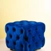 The-Golden-Triangle-India Destan Chesterfield Ottoman - Azure Blue Furniture
