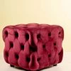 The-Golden-Triangle-India Destan Chesterfield Ottoman - Rosewood Maroon