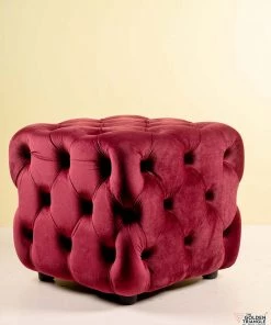 The-Golden-Triangle-India Destan Chesterfield Ottoman - Rosewood Maroon