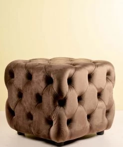The-Golden-Triangle-India Furniture Destan Chesterfield Ottoman - Ginger Brown