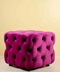 The-Golden-Triangle-India Destan Chesterfield Ottoman - Dark Pink