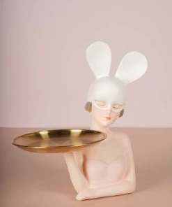 The Golden Triangle India Sale Sophia | Bunny Ears Girl With Tray - Peach