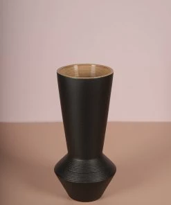 The Golden Triangle India Wabi Sabi Black Ceramic Vase - Big