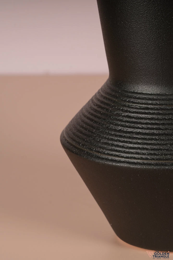 The Golden Triangle India Wabi Sabi Black Ceramic Vase - Big 5 The Golden Triangle India Wabi Sabi Black Ceramic Vase - Big