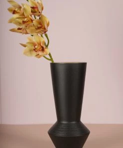 The Golden Triangle India Wabi Sabi Black Ceramic Vase - Big