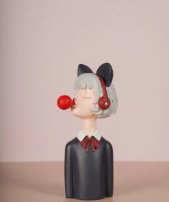 The-Golden-Triangle-India Sale Ava | Bubble Gum Figurine With Headphone - Grey