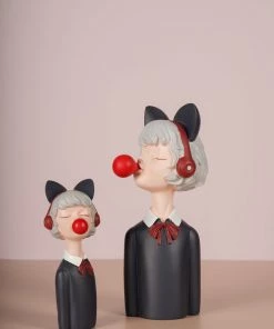 The-Golden-Triangle-India Sale Ava | Bubble Gum Figurine With Headphone - Grey