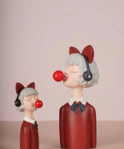 The-Golden-Triangle-India Sale Ava | Bubble Gum Figurine With Headphone - Red