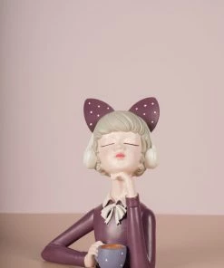 The Golden Triangle India Sale Ava | Hot Chocolate Figurine With Headphone - Purple