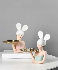 The Golden Triangle India Sale Sophia | Bunny Ears Girl With Tray - Peach