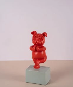 The-Golden-Triangle-India French Bulldog Doing Yoga - Red Artefacts