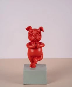 The-Golden-Triangle-India French Bulldog Doing Yoga - Red Artefacts