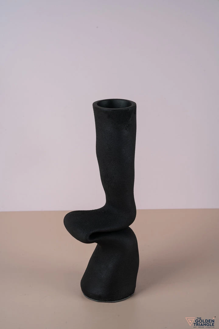 The Golden Triangle India Scuptural Vase - Black Monochrome Collection 4 The Golden Triangle India Scuptural Vase - Black Monochrome Collection