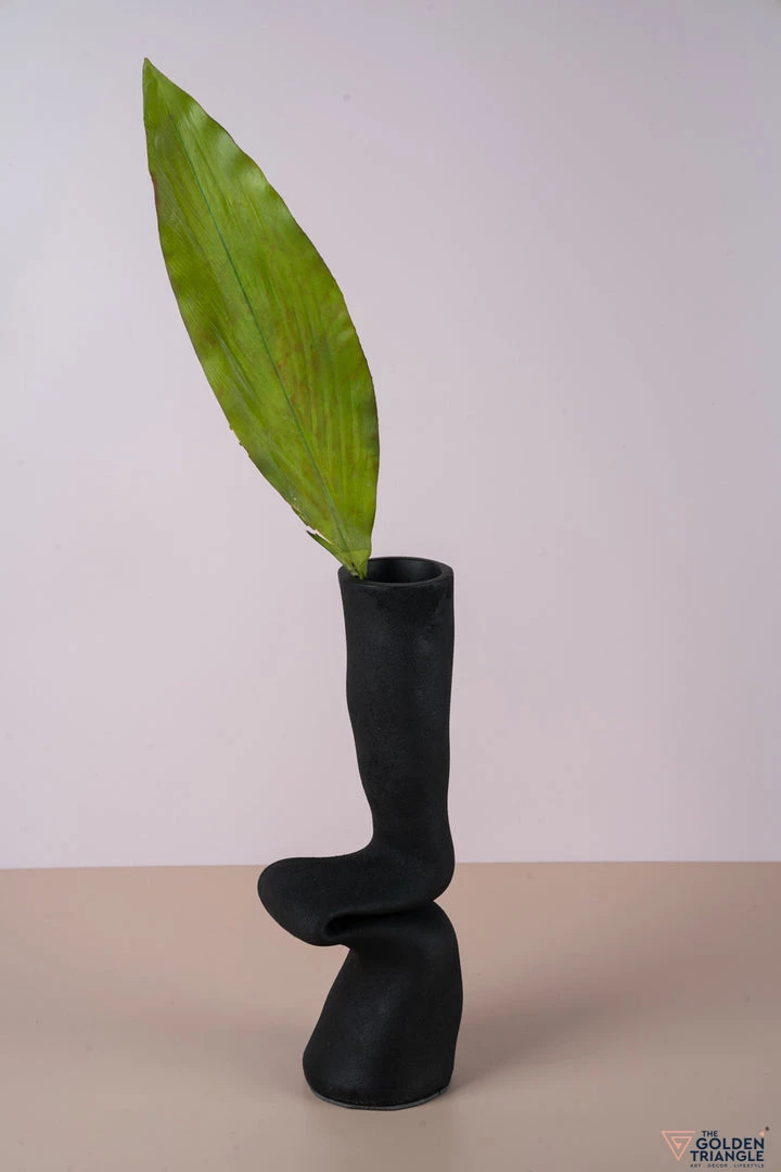 The Golden Triangle India Scuptural Vase - Black Monochrome Collection 3 The Golden Triangle India Scuptural Vase - Black Monochrome Collection
