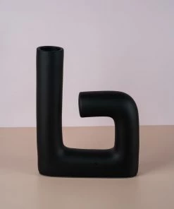 The Golden Triangle India Tube Vase - Black Monochrome Collection