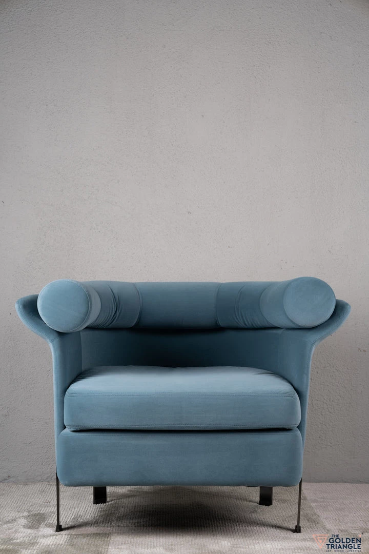 The Golden Triangle India Dax Lounge Chair - Blue 4 The Golden Triangle India Dax Lounge Chair - Blue
