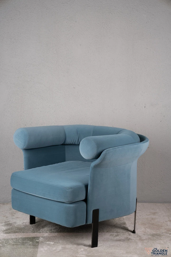 The Golden Triangle India Dax Lounge Chair - Blue 3 The Golden Triangle India Dax Lounge Chair - Blue