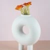 The Golden Triangle India Monochrome Collection Doughnut Vase With Two Legs - White 2 The Golden Triangle India Monochrome Collection Doughnut Vase With Two Legs - White