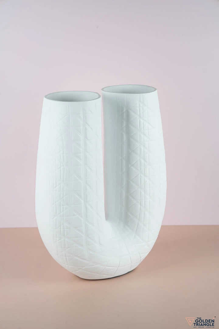 The Golden Triangle India Monochrome Collection U Vase - White 4 The Golden Triangle India Monochrome Collection U Vase - White