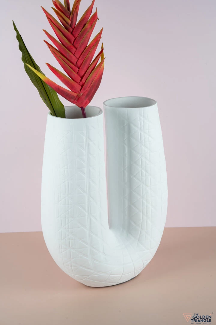 The Golden Triangle India Monochrome Collection U Vase - White 3 The Golden Triangle India Monochrome Collection U Vase - White