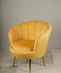 The-Golden-Triangle-India Furniture Eliza Shell Accent Chair - Yellow