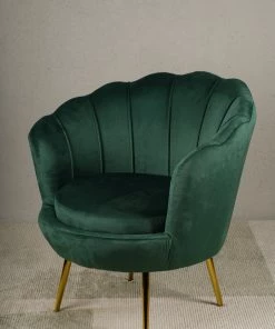 The-Golden-Triangle-India Furniture Eliza Shell Accent Chair - Emerald Green