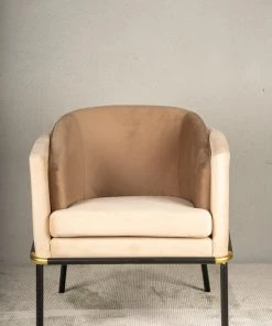 The-Golden-Triangle-India Furniture Juno Lounge Chair - Beige And Tan