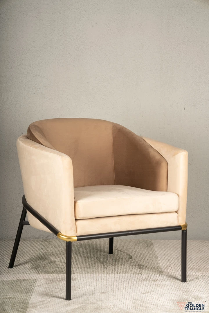 The-Golden-Triangle-India Furniture Juno Lounge Chair - Beige And Tan 3 The-Golden-Triangle-India Furniture Juno Lounge Chair - Beige And Tan